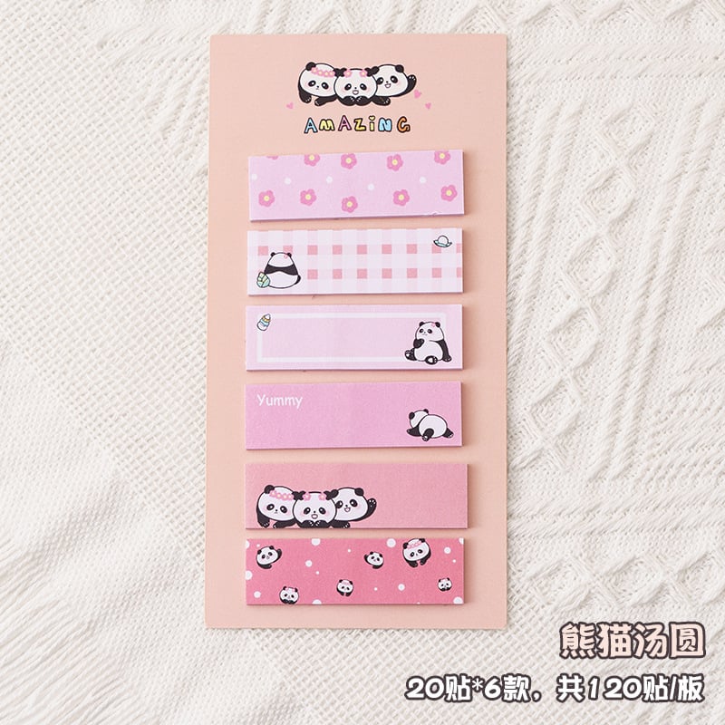 120 Pcs Cute Panda Index Sticky Notes pink