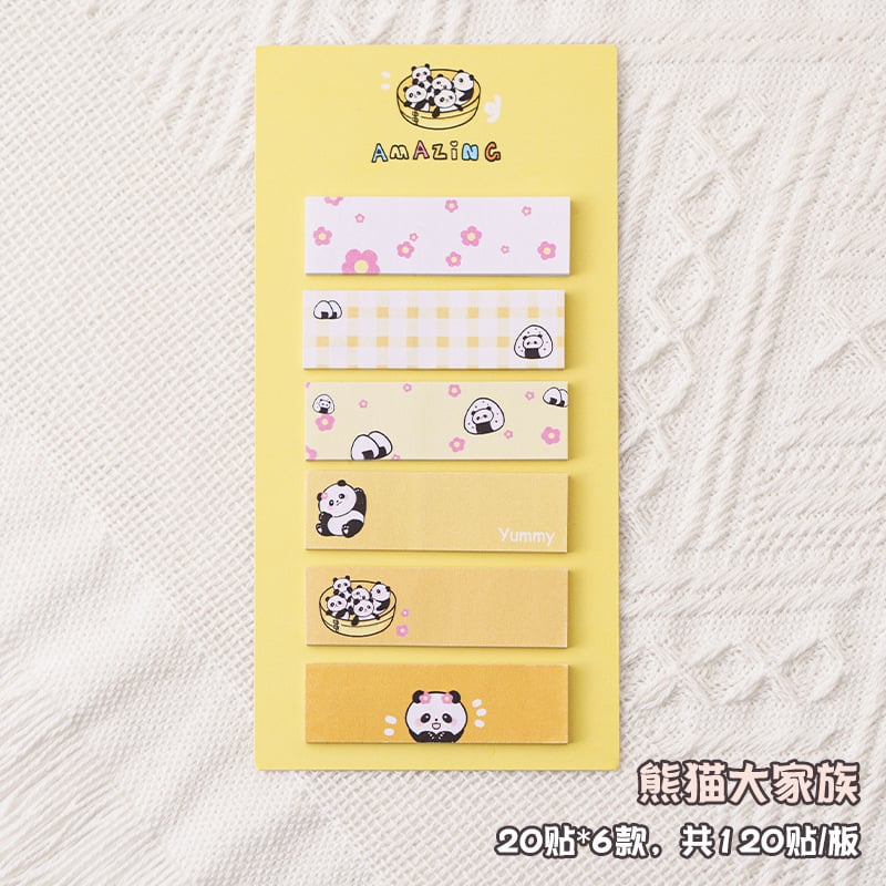 120 Pcs Cute Panda Index Sticky Notes yellow
