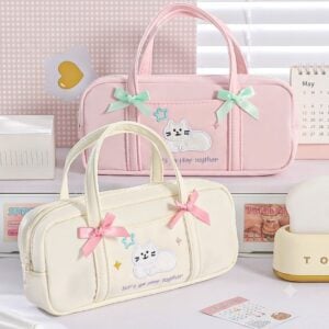 Aesthetic Bowknot Kitten Pencil Case