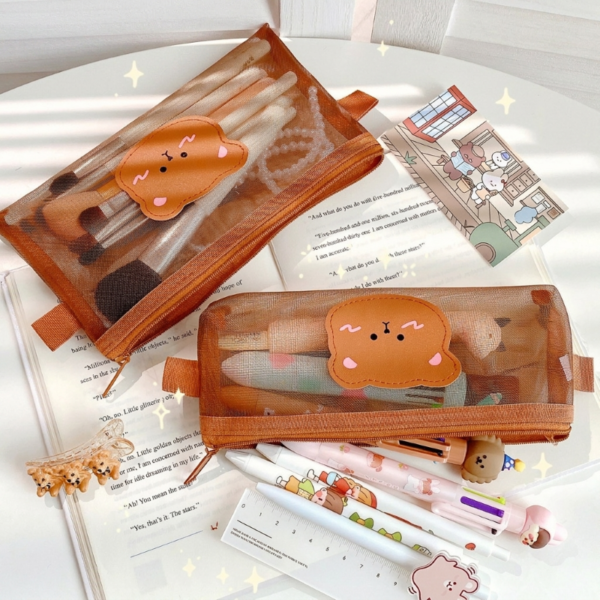 Cute Bear Mesh Transparent Pencil Bag main