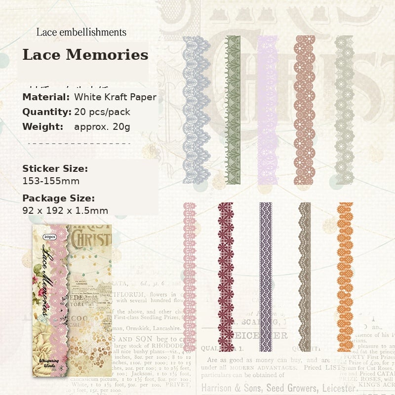 Handmade Long Strip Stickers lace