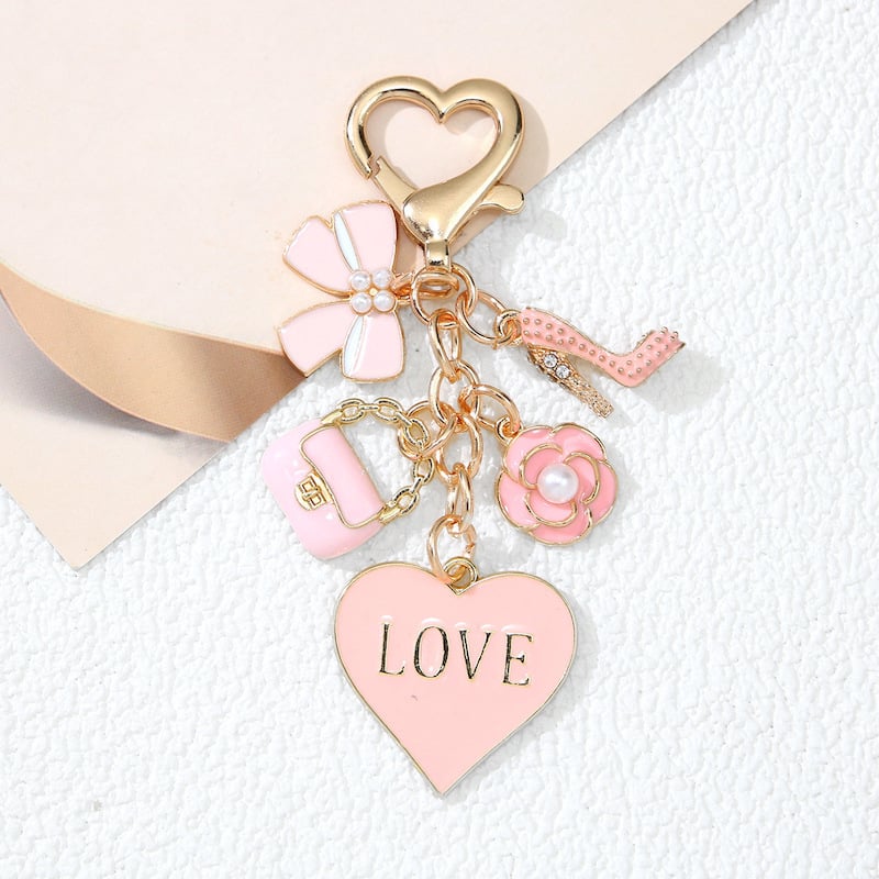 Girly Pink Alloy Pendant Keychain Bag Charm