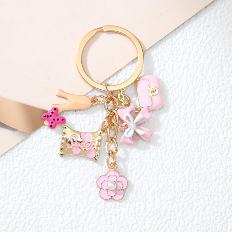 Girly Pink Alloy Pendant Keychain Bag Charm